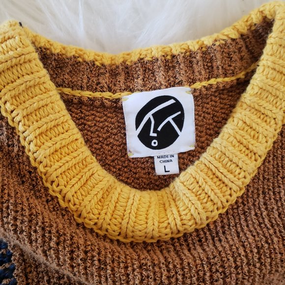 YanYan Tweedle Colorblock Ochre Rainbow Tweed Knit Column Dress - Picture 9 of 13